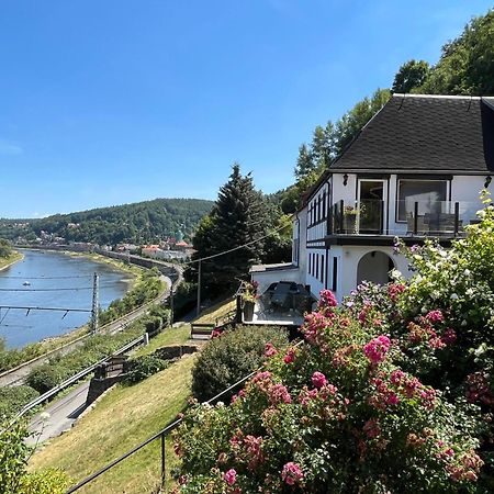 Saechsische-Schweiz-Ferienhaus-Wohnung-1-Mit-Elbblick-Sauna-Und-Kamin Konigstein an der Elbe Luaran gambar