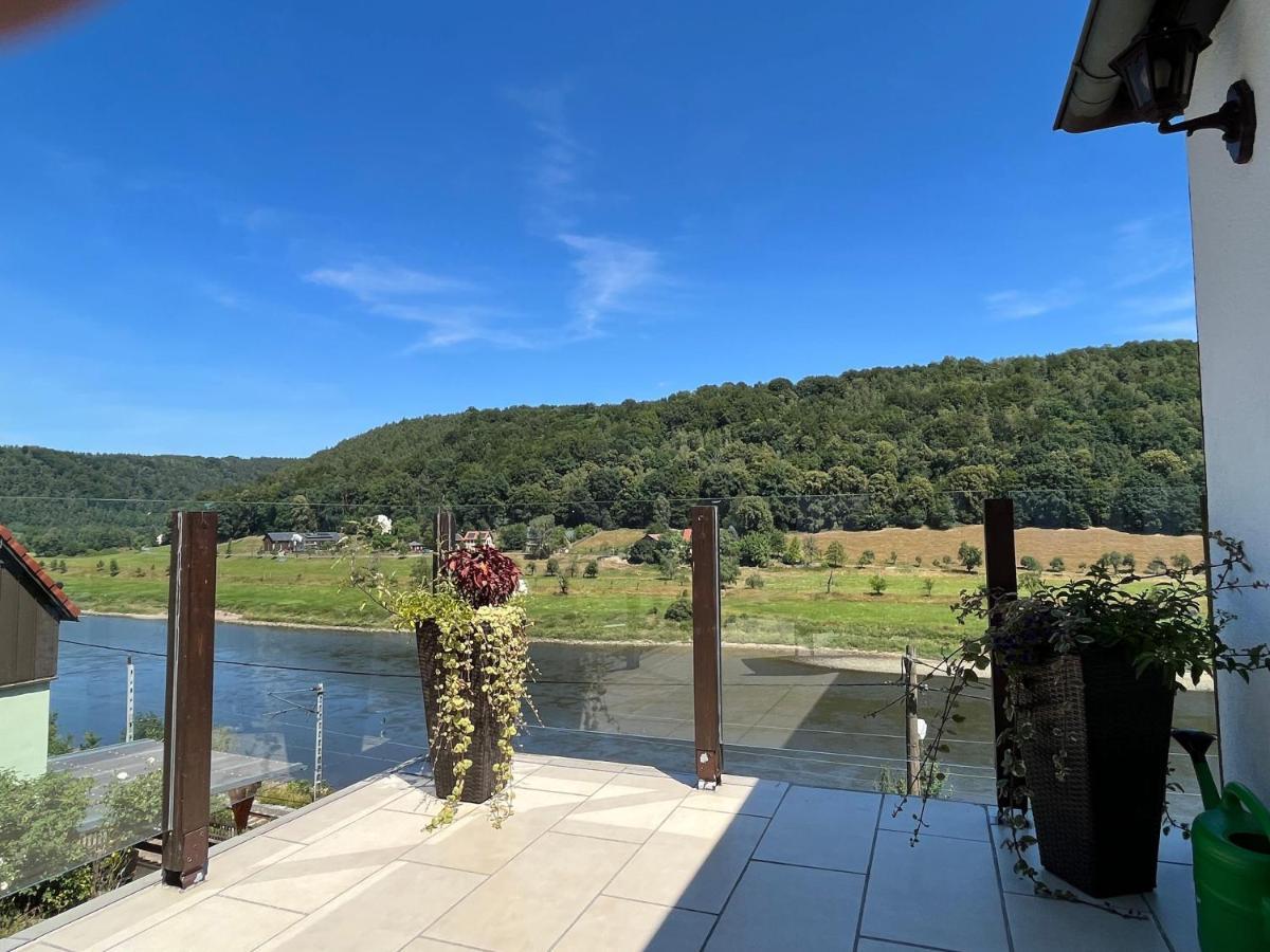 Saechsische-Schweiz-Ferienhaus-Wohnung-1-Mit-Elbblick-Sauna-Und-Kamin Konigstein an der Elbe Luaran gambar